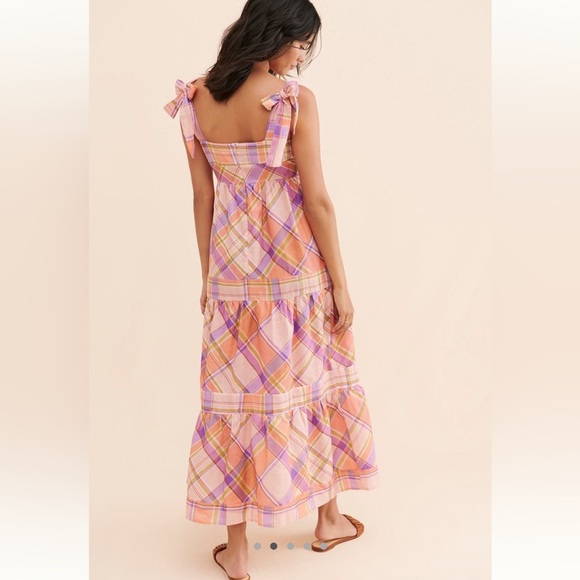 Anthropologie Kachel Tie Strap Linen Maxi Dress – Size L - Picture 2 of 10
